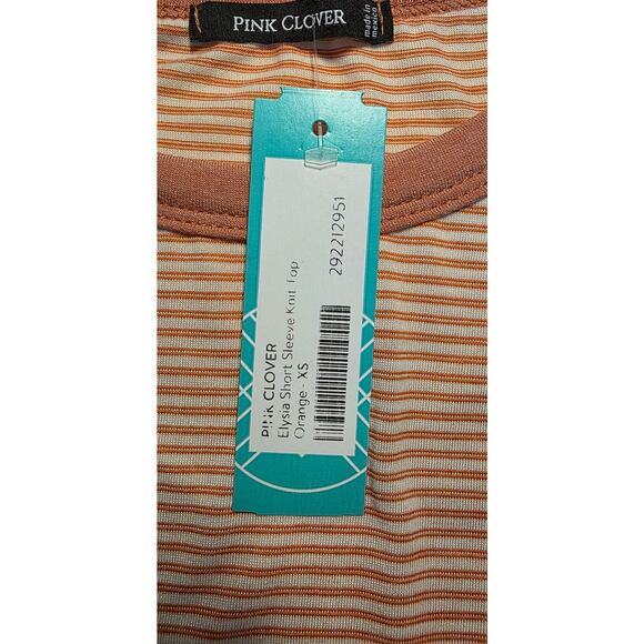 Pink Clover Elysia Short Sleeve Knit Striped T-shirt Top Orange Women XS‎ NWT - Picture 3 of 4